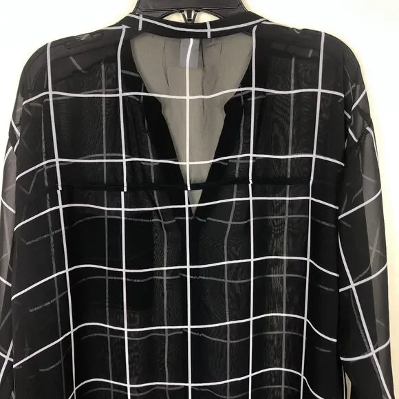 Old Navy Sheer Tops S Long Sleeves Popover Neck Bundle Black White Burgundy Red - Picture 7 of 11